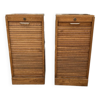 Pair of curtained filing cabinets