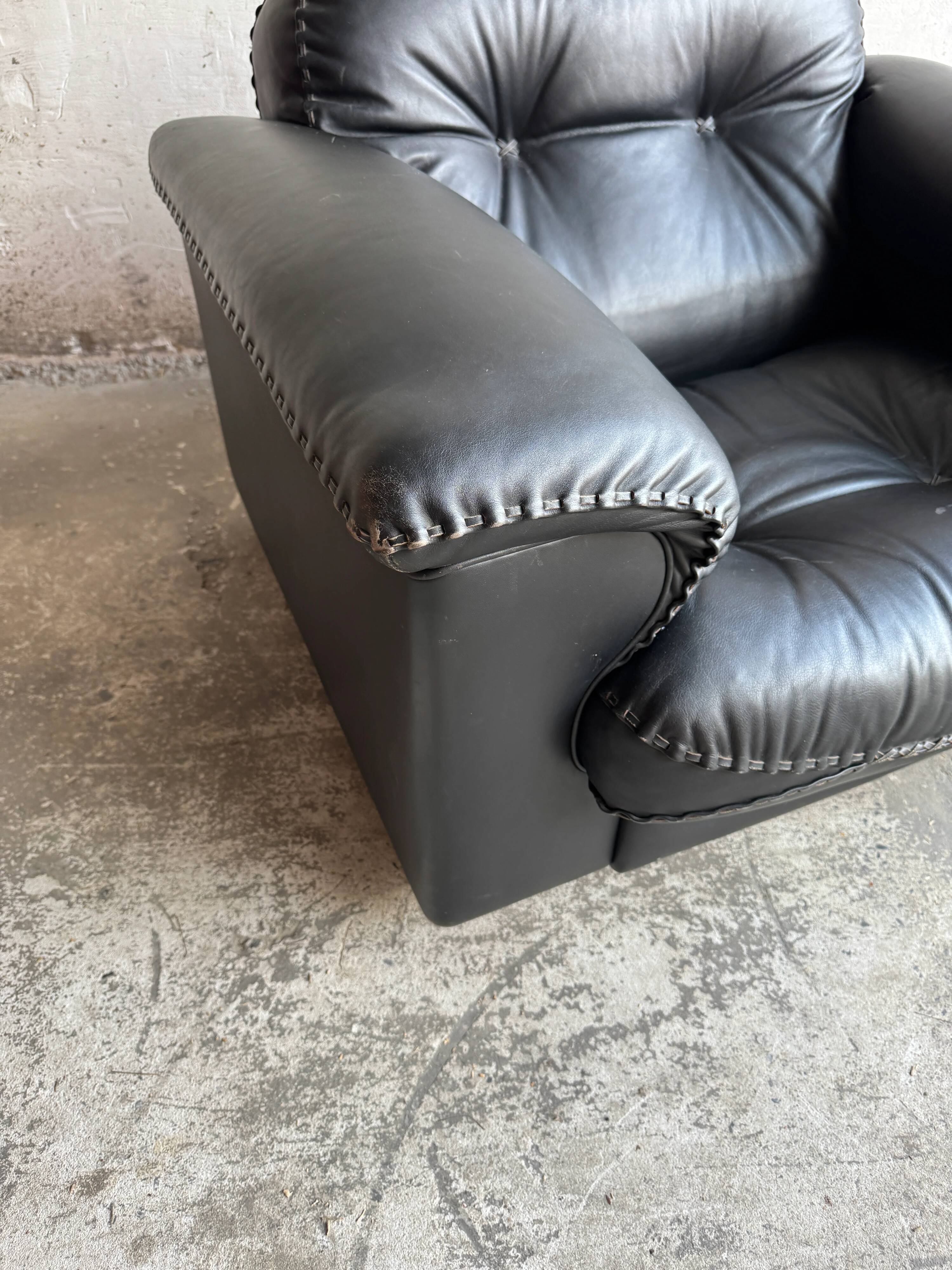 Fauteuil lounge De Sede DS-101 en cuir noir