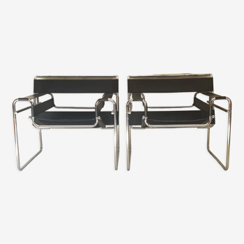 Pair of wassily armchairs by Marcel Breuer