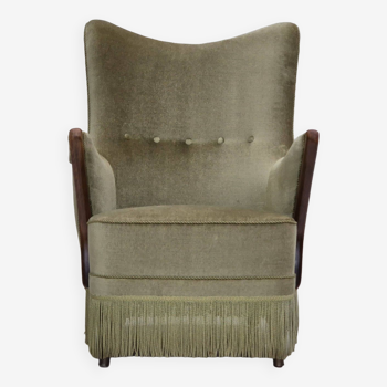 1960s, Scandinavian design, armchair in original condition, furniture velour, beech wood legs.