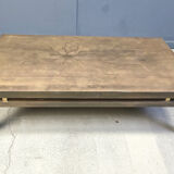 Vintage etched brass coffee table signed by Willy Daro, 1970s