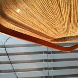 Sisal Ufo pendant lamp and vintage teak by Temde Leuchten