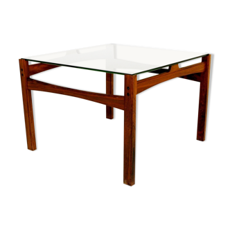Smoked glass rosewood coffee table,Sweden, 1960