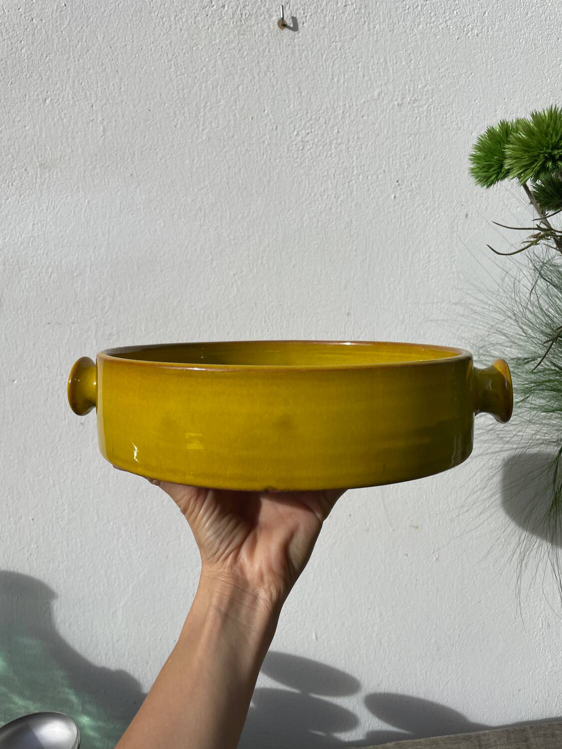 Fire-earth glazed ceramic salad bowl