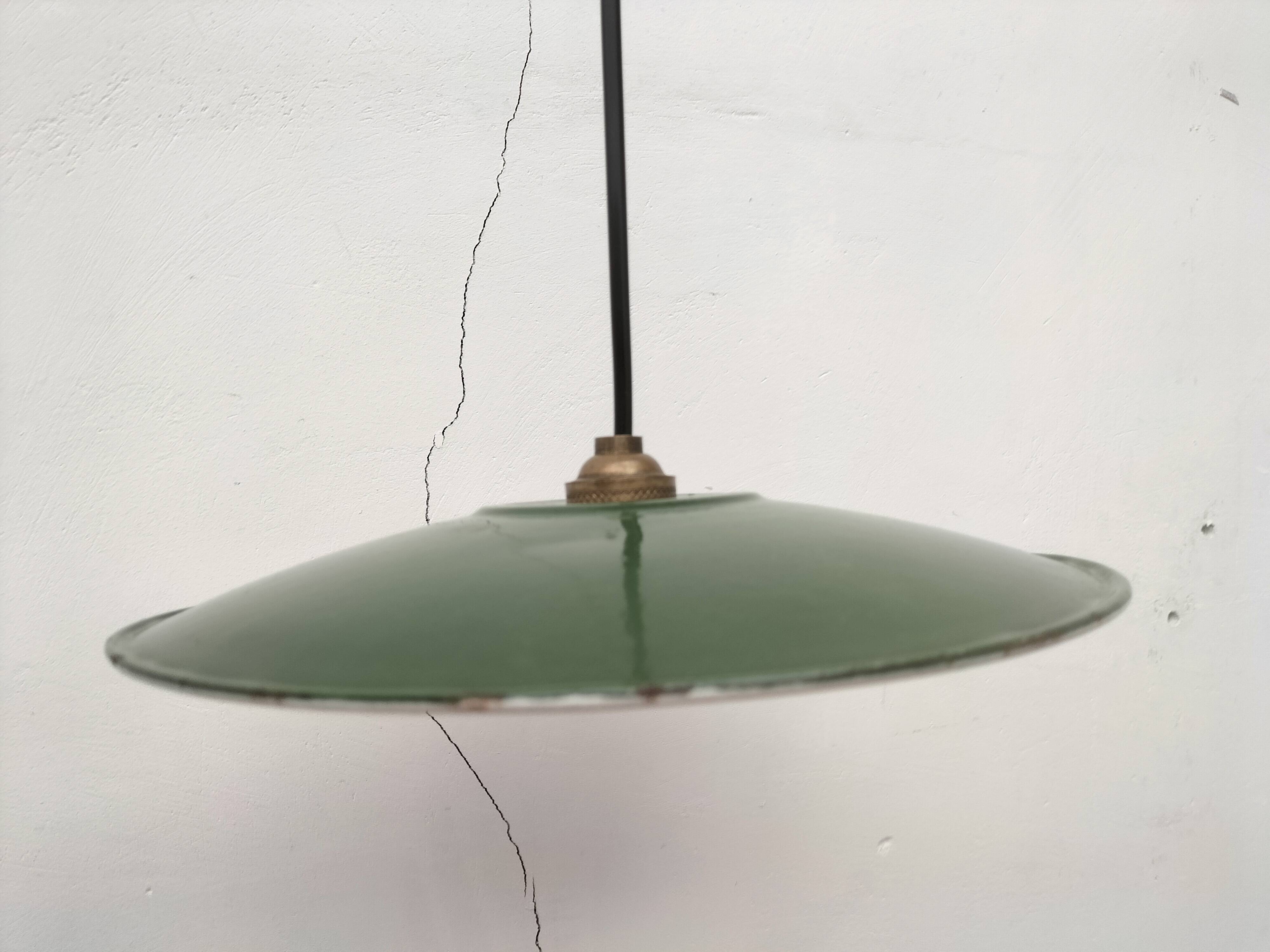 Enameled sheet metal pendant lights
