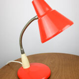 Adjustable Desk Lamp in Orange Painted Metal and Chrome-Plated Spiral Arm, 1970s