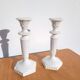 Pair of antique Italian ceramic candlesticks.