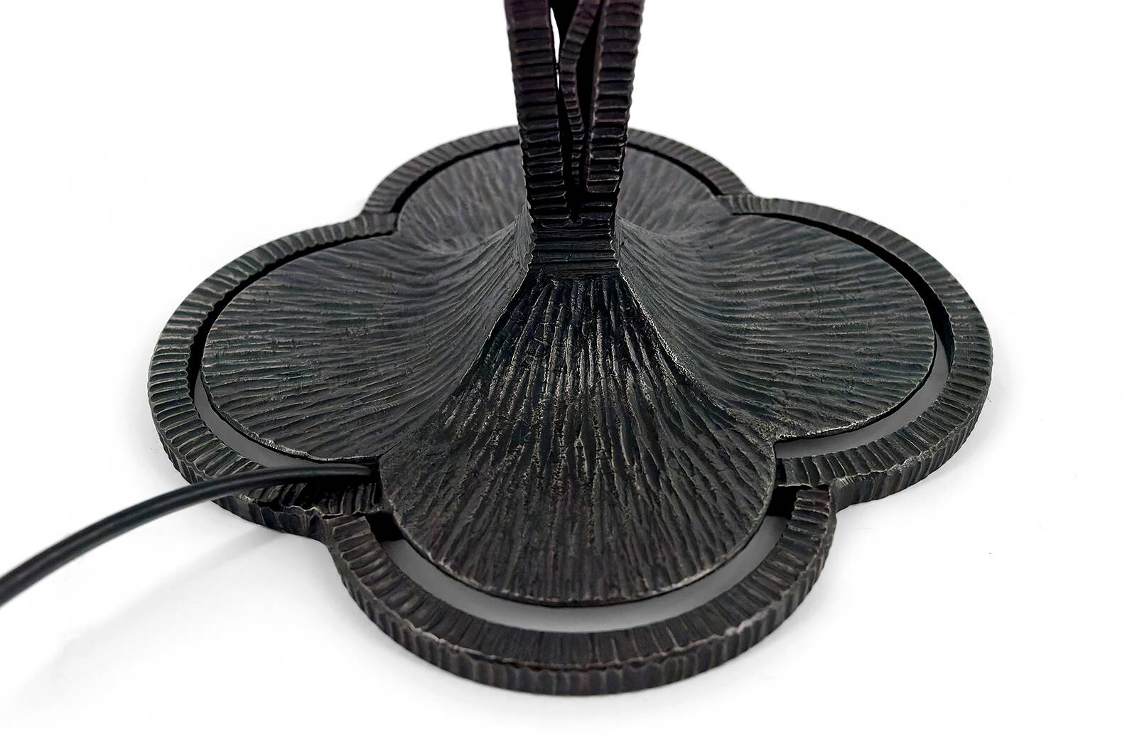 Wrought Iron Mushroom Lamp with Blown Glass Shade, 1920