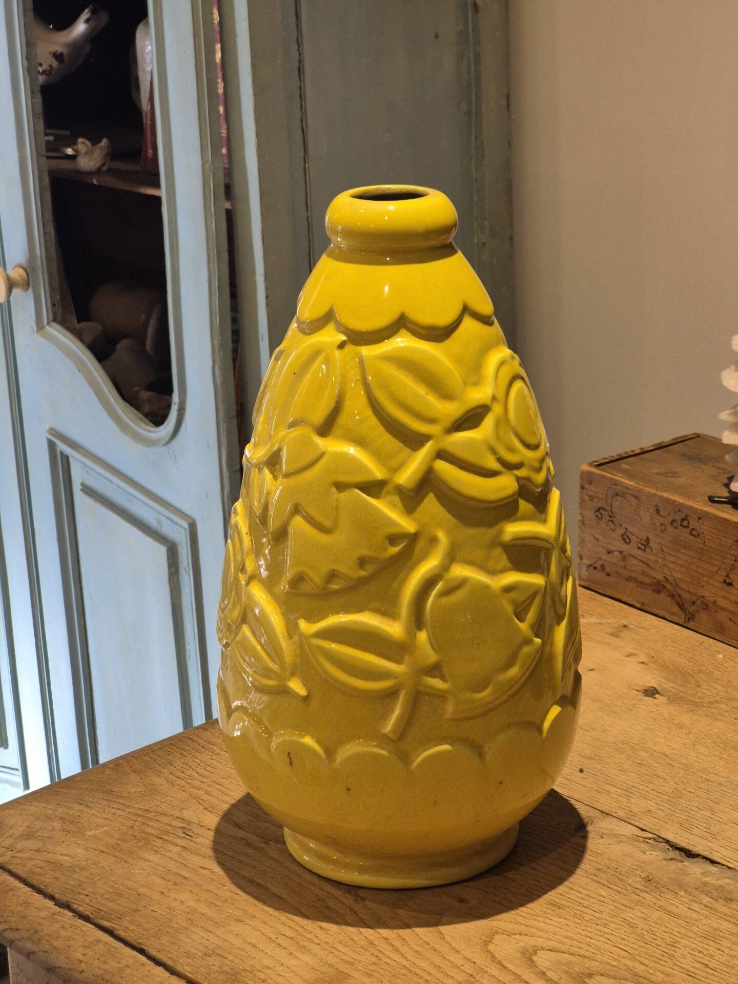 Art Deco vase Saint-Clément no. 833 in yellow earthenware, 1930s