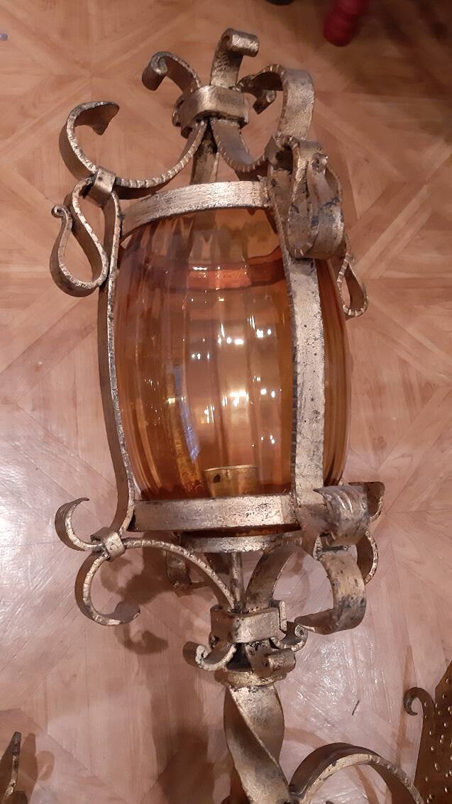 Pair of wrought iron torches