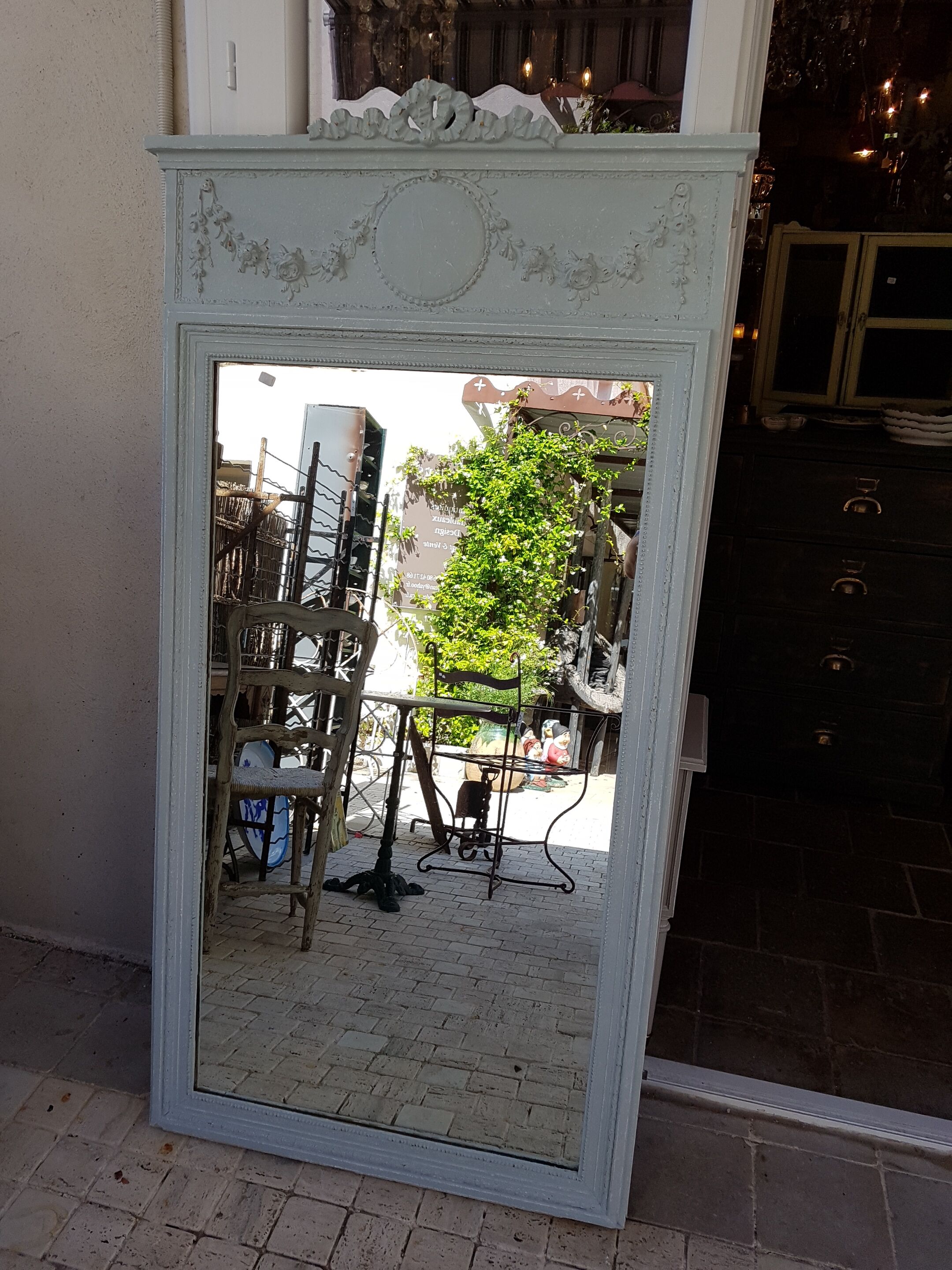 Louis xvi style trumeau painted mirror  163x84cm