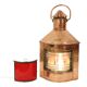 Large Vintage Ship's Lamp Red Copper Fresnel Lens 49cm