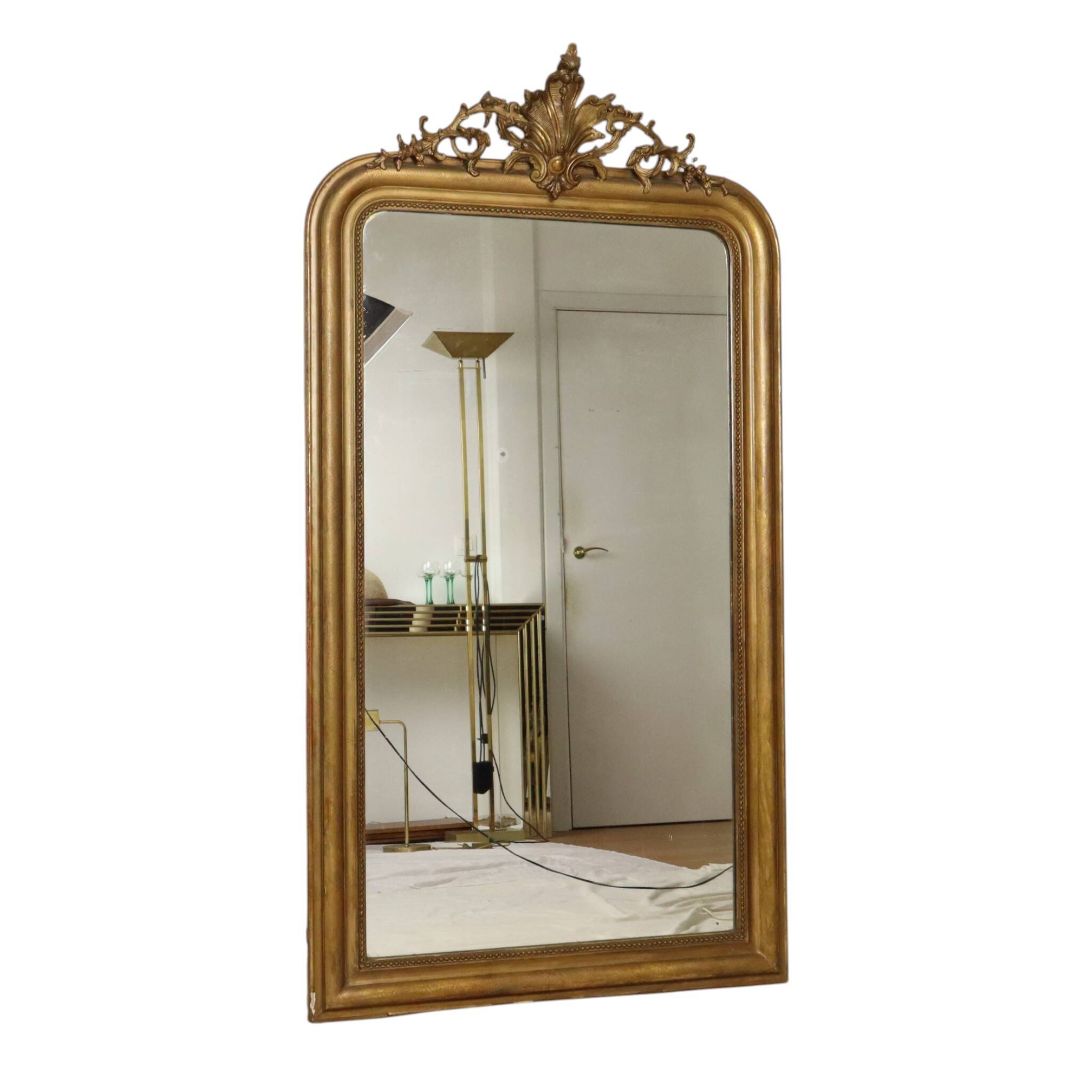 Miroir doré français Louis Philippe antique, fin du 19e siècle