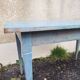 Antique table with spindle legs, patinated in celadon blue – solid wood – 19