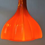 Flower shaped orange glass pendant lamp by peill & putzler, germany, 1970s