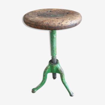 Antique stool cast iron swivel stool oak