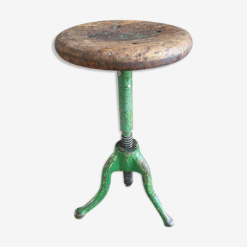 Tabouret ancien pivotant en fonte de chêne