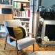Fauteuil Pen velours côtelé crème