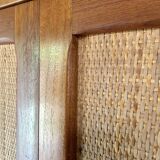 Scandinavian teak and rattan sideboard