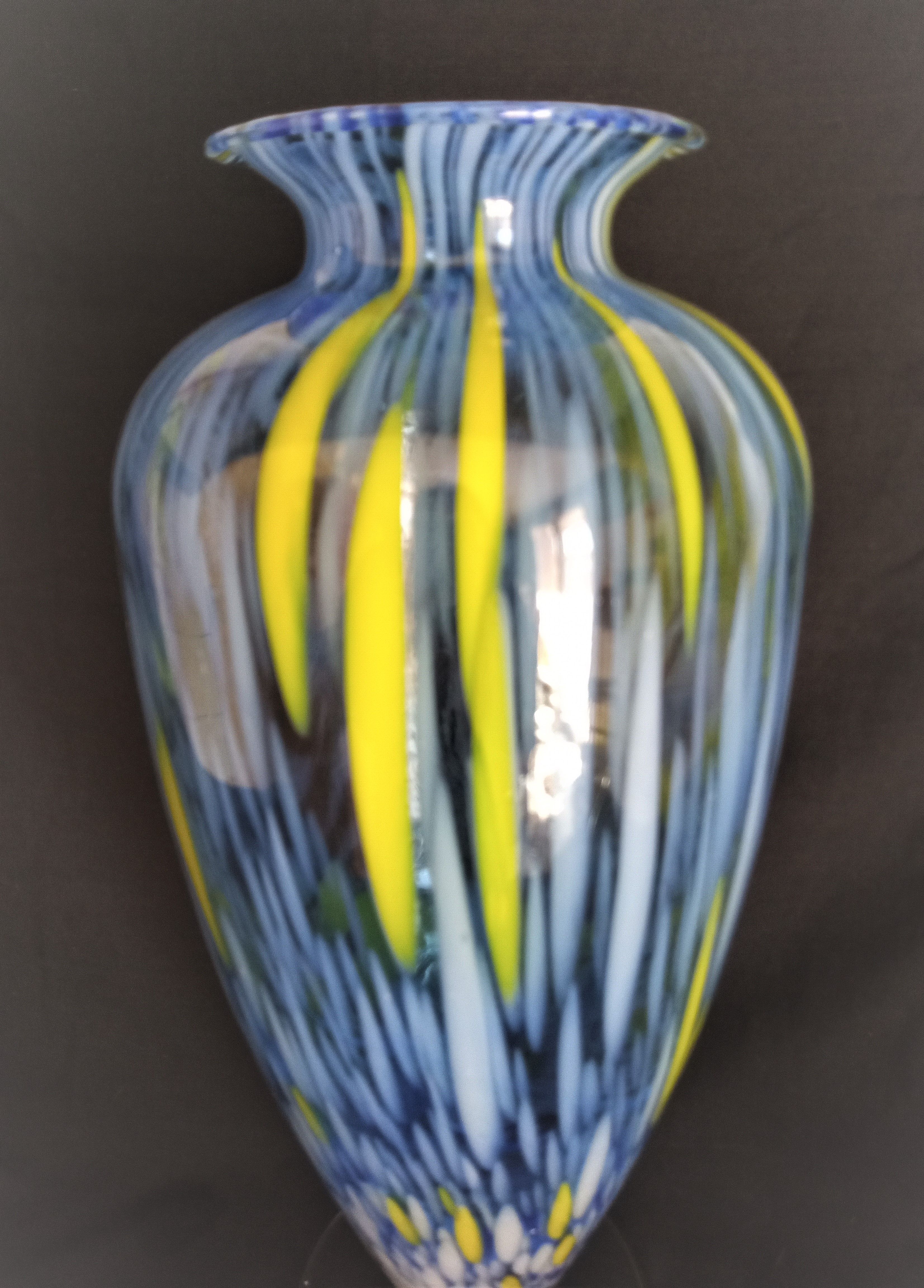 Large Murano glass vase, handmade, 38 cm high