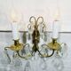 2-light bronze and crystal wall lamp