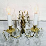 2-light bronze and crystal wall lamp