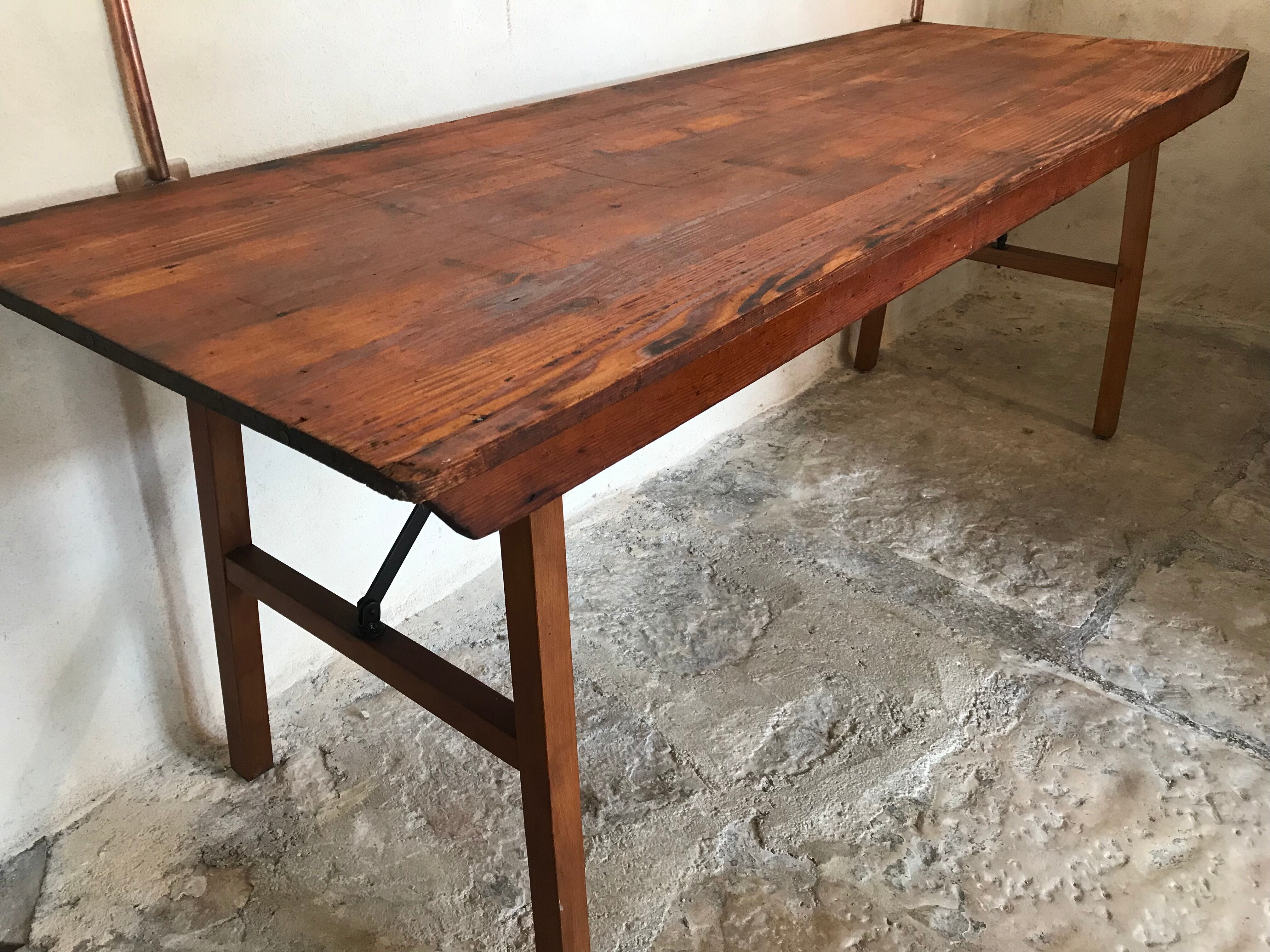 Vintage mid-century farm or estaminet dining table