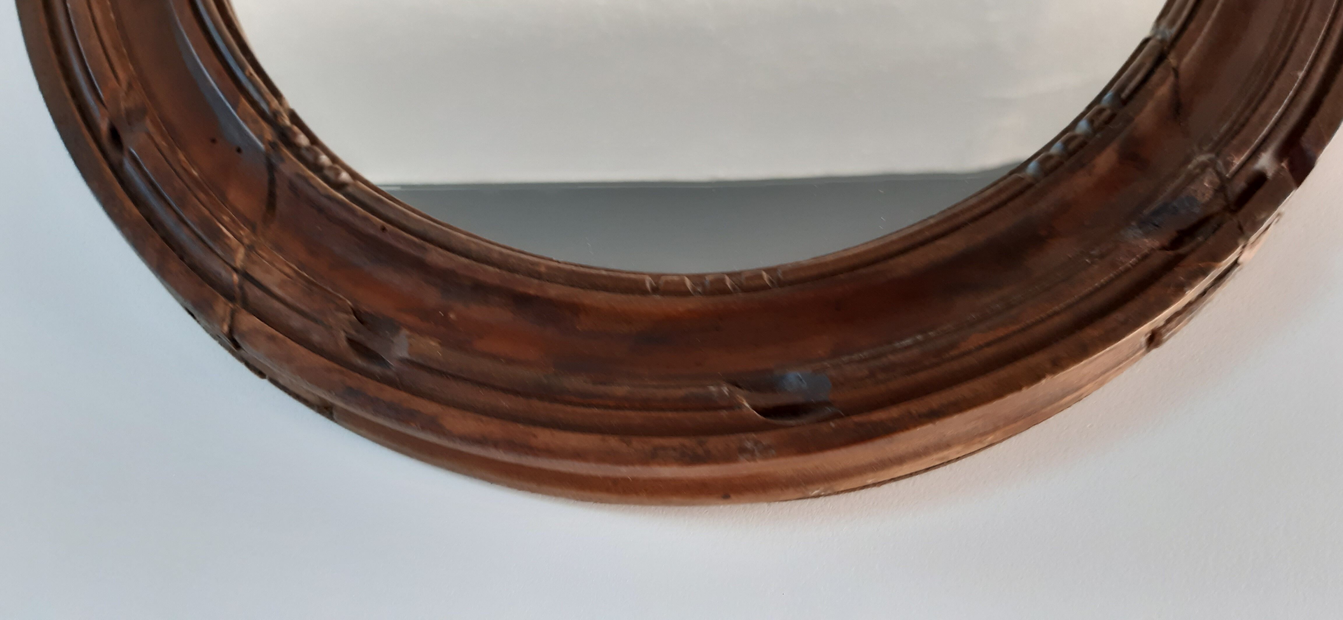 Miroir en bois oval années 30