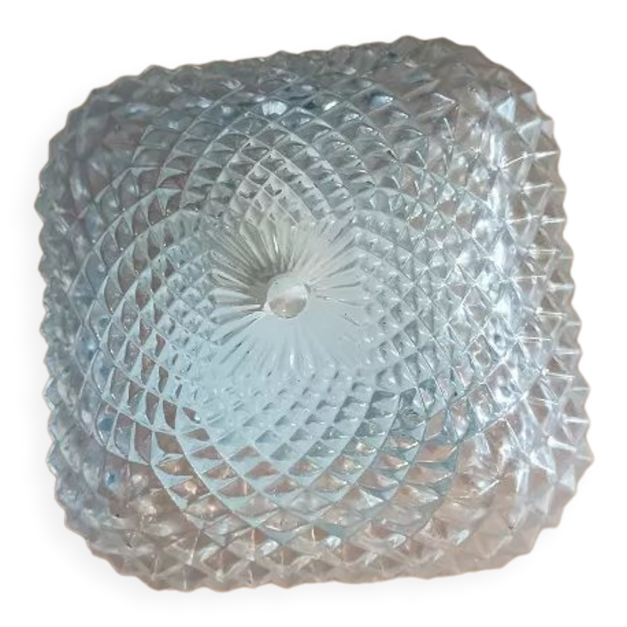 Plafonnier pointe diamant verre moulé base métal