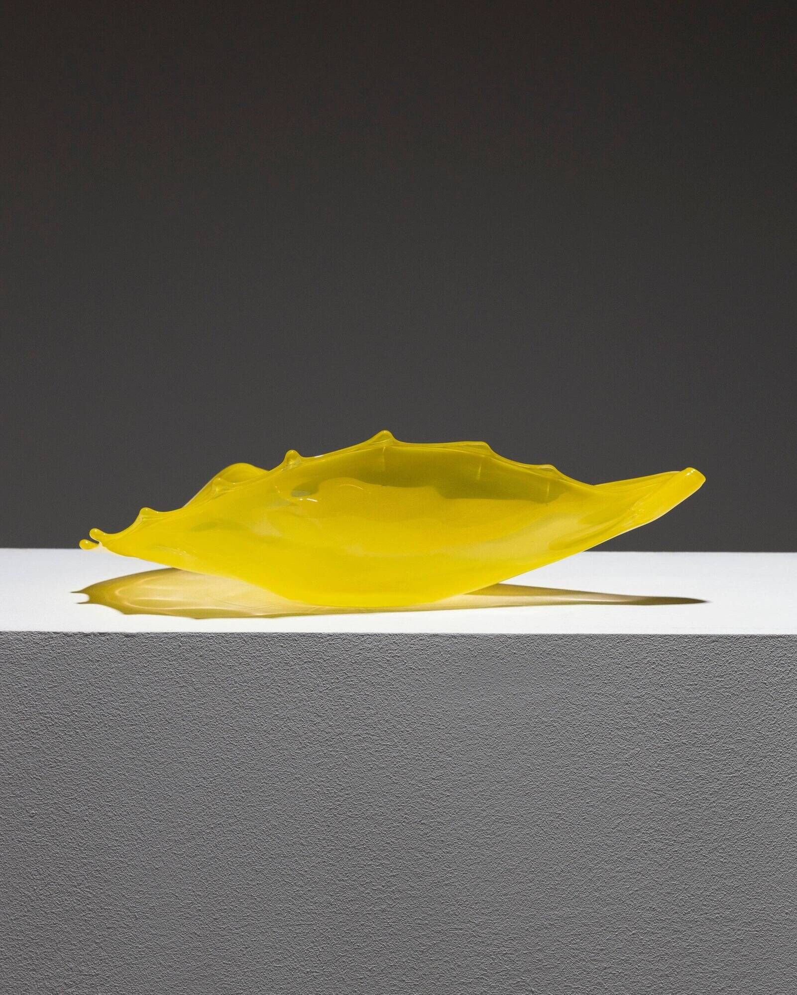 Coupe coquillage en verre murano jaune, luigi mellara, 1970s