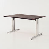 Desk, chrome construction, rosewood top, Scandinavian design