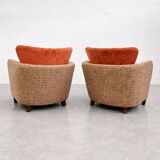 Rare sculptural lounge armchairs by  Kaesz Gyula, Hungary, ca.1941-42
