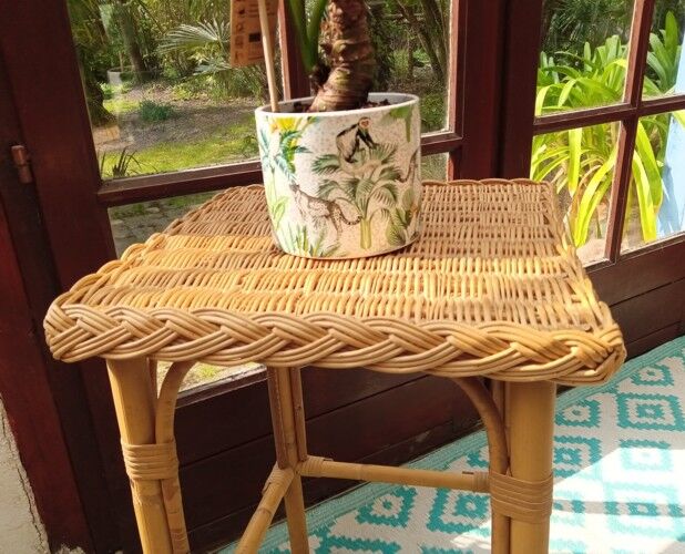 Rattan side table