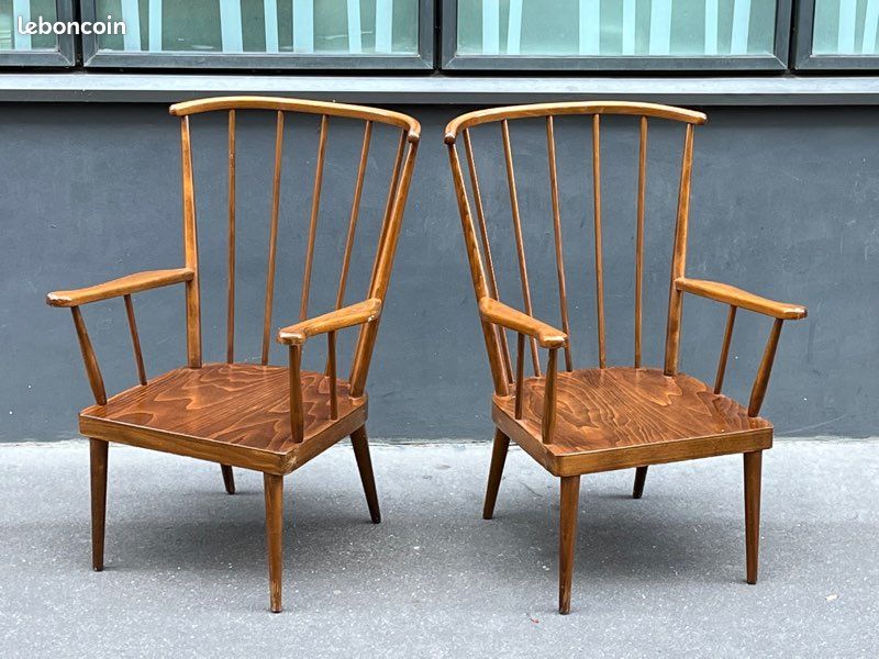 Pair of vintage baumann armchairs
