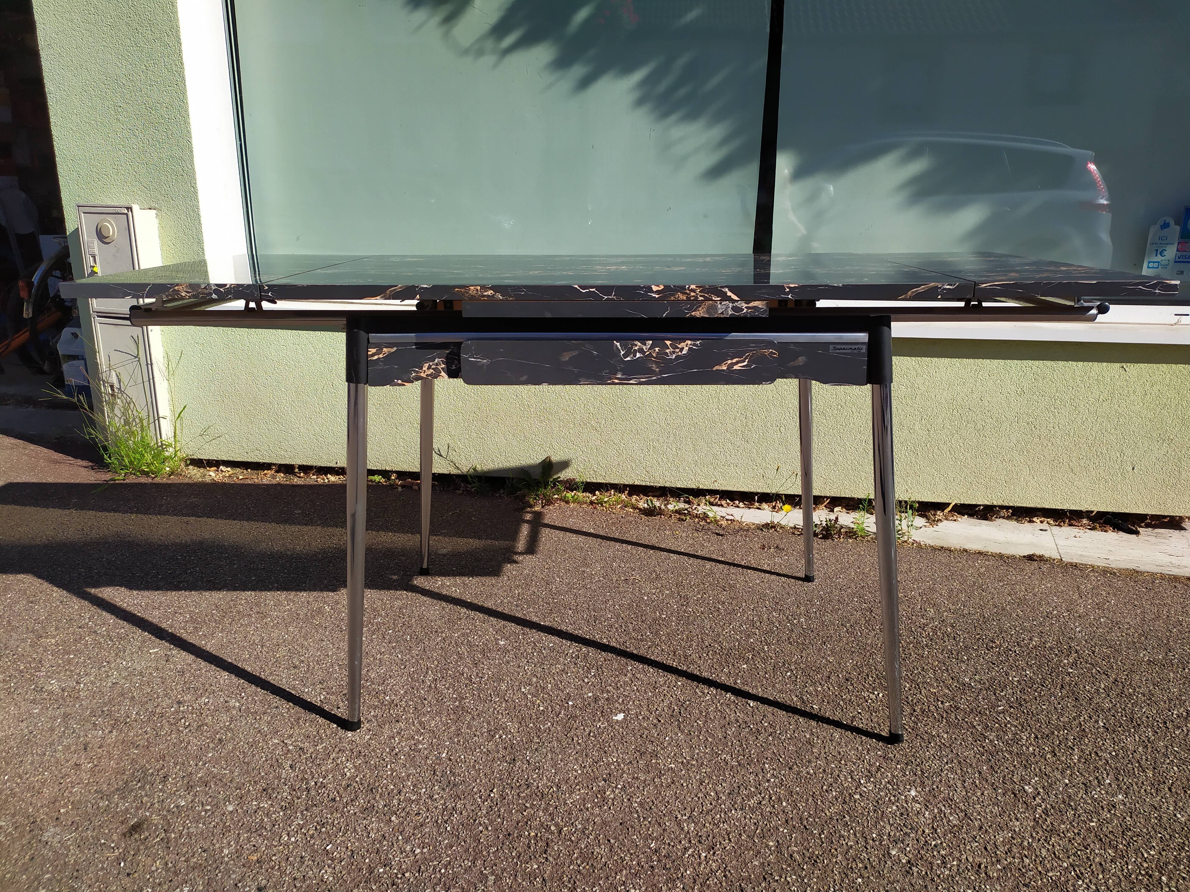 Formica black marble dining table - 1960 - Supermatic - vintage