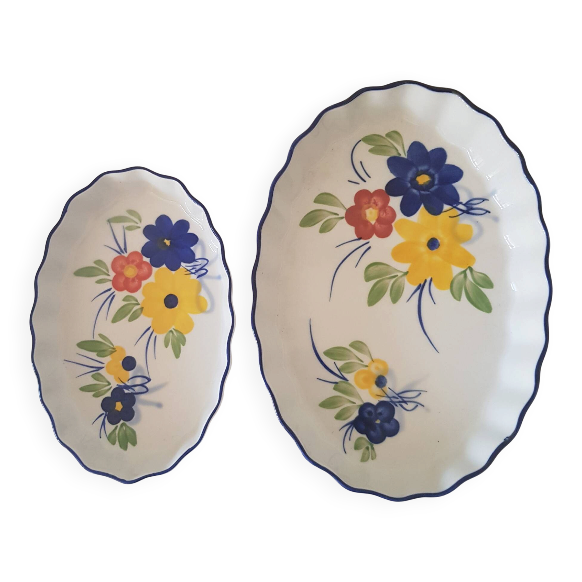 Set of 2 small oval dishes, Sarreguemines Digoin