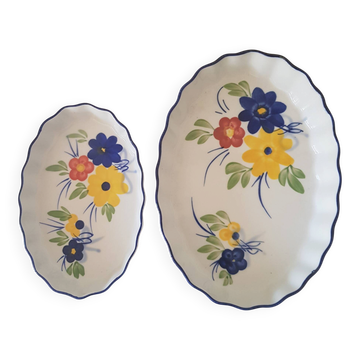 Lot de 2 petits plats ovales, Sarreggumines Digoin