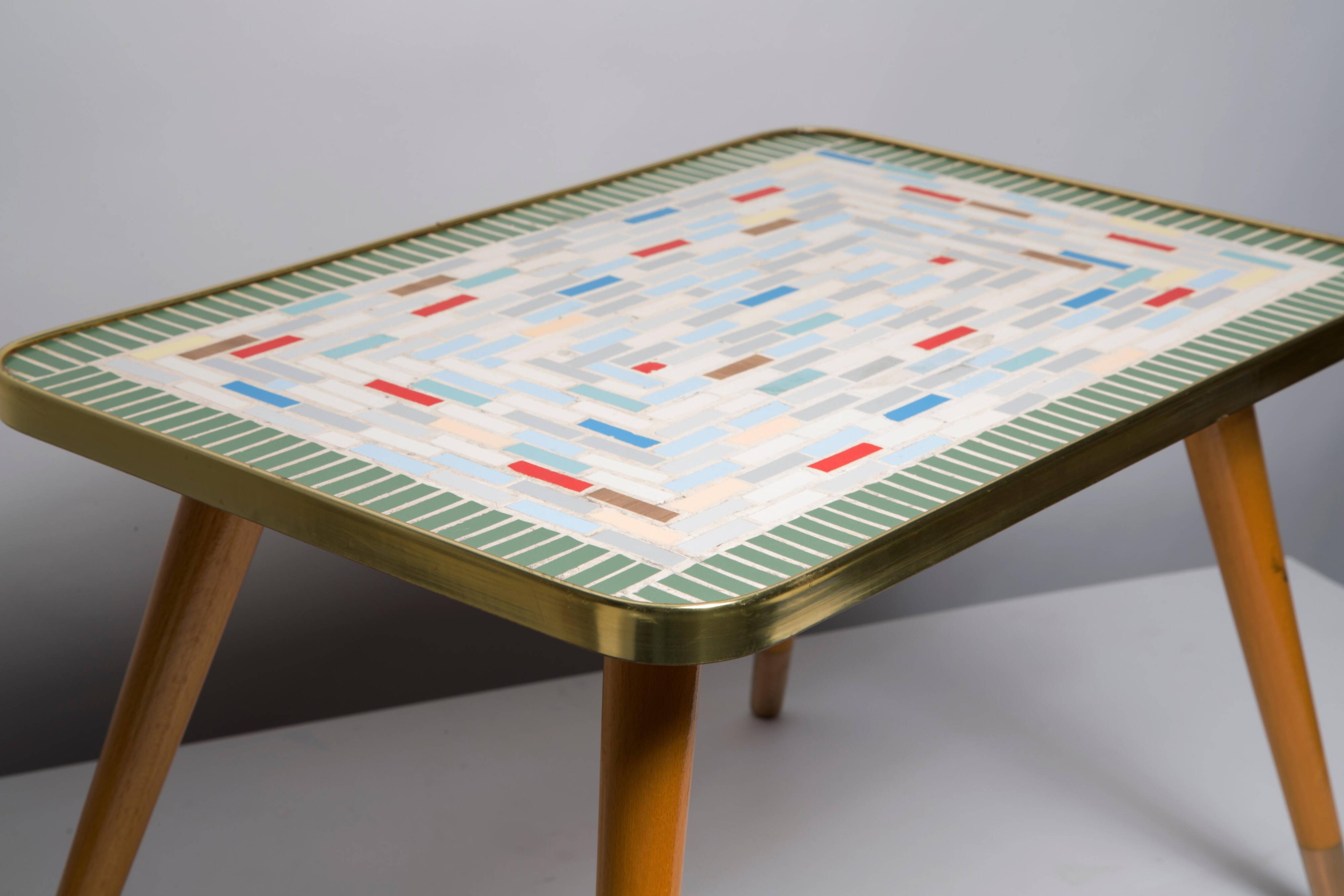 Original flower display in mosaic ceramic, side table, Germany, 1970s