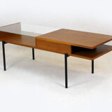 Oak coffee table with a glass top from Onv olomouc, 1970s