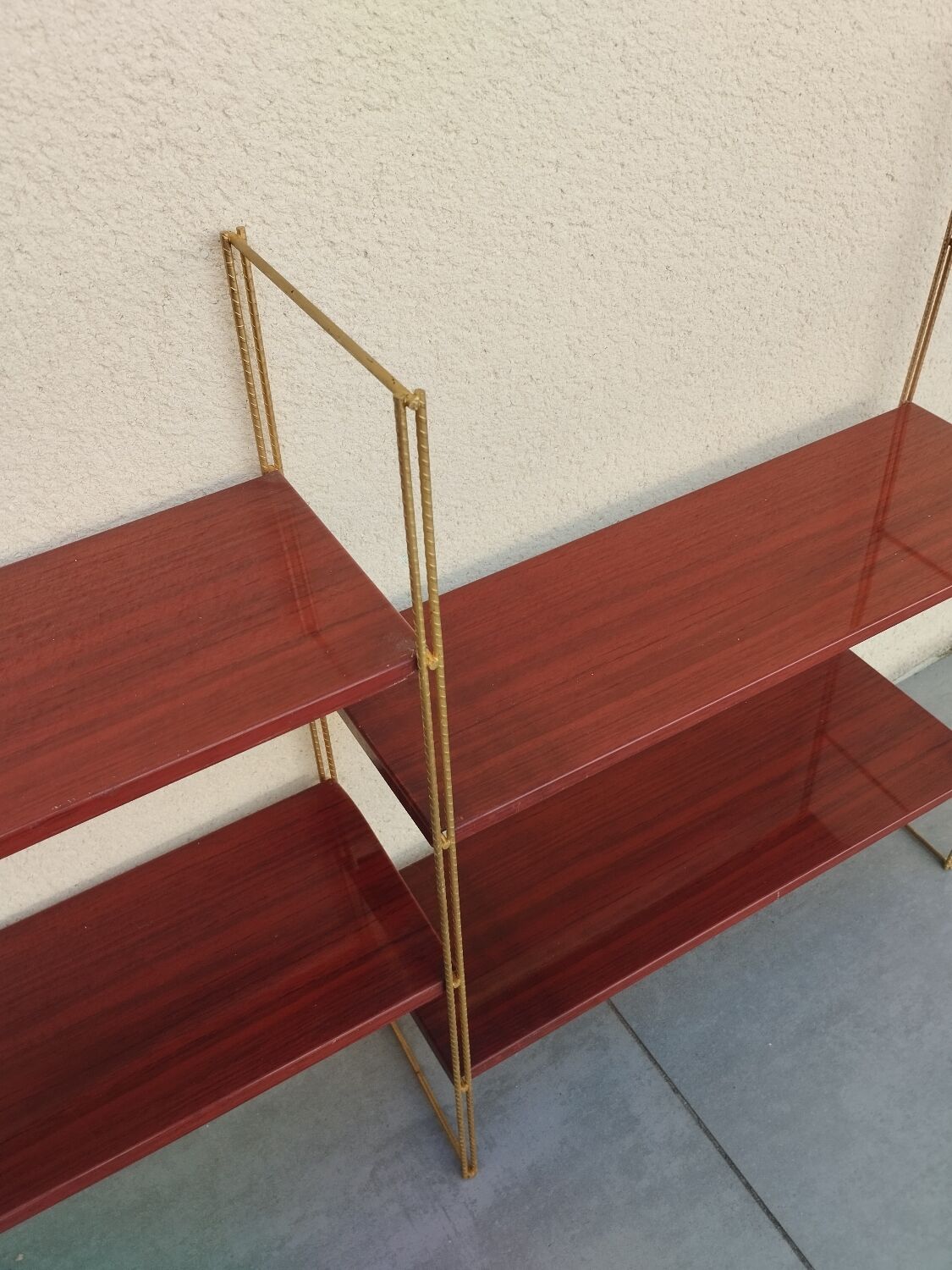 Vintage metal string shelves