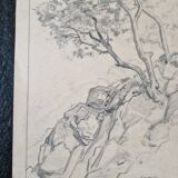 Louis John Endres (1896-1989) - Charcoal drawing on paper - Landscape Tizi N'Test, Grand Atlas Morocco