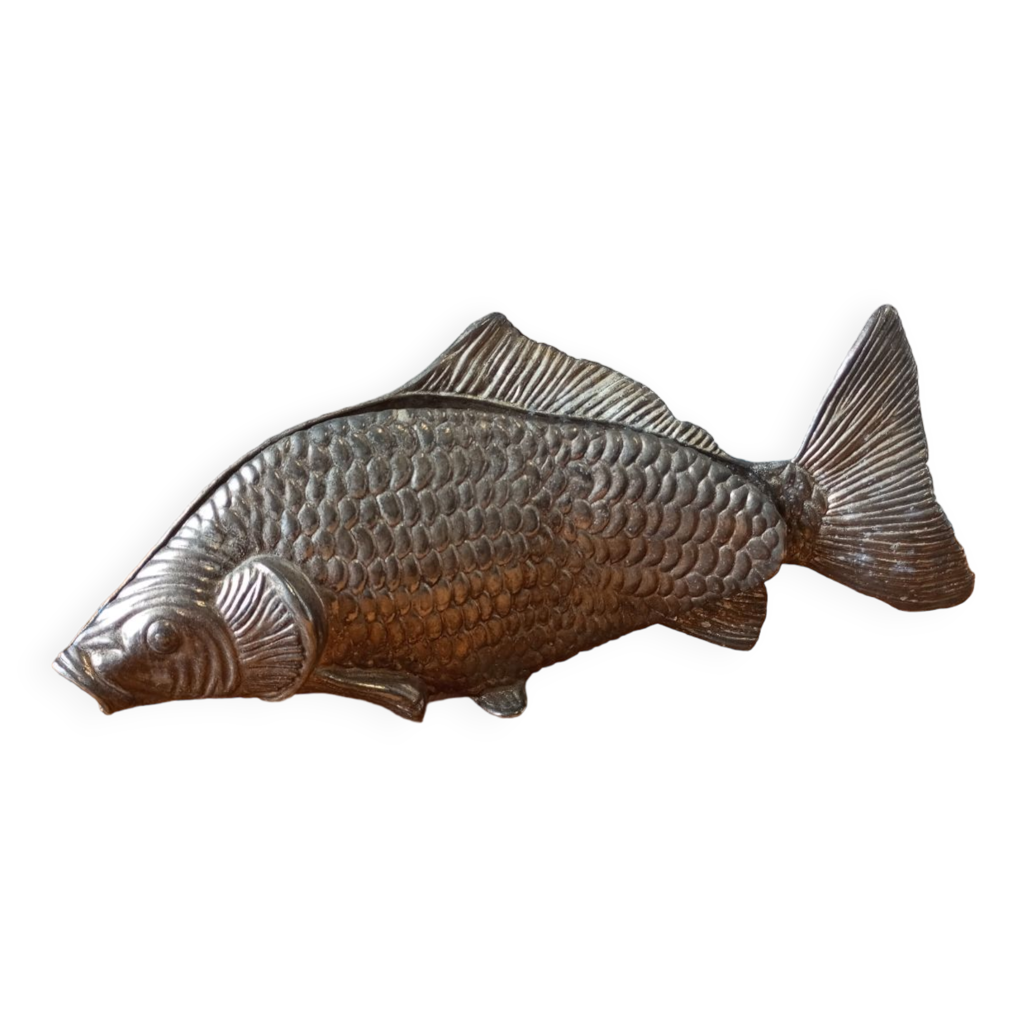 Poisson porte-serviette en métal argenté