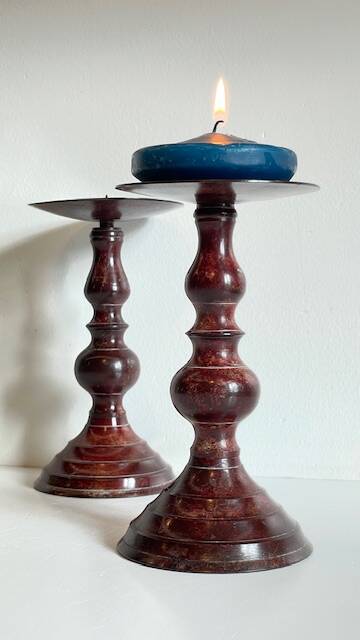 BOUGEOIRS Vintage Patinated Metal Candle Holders
