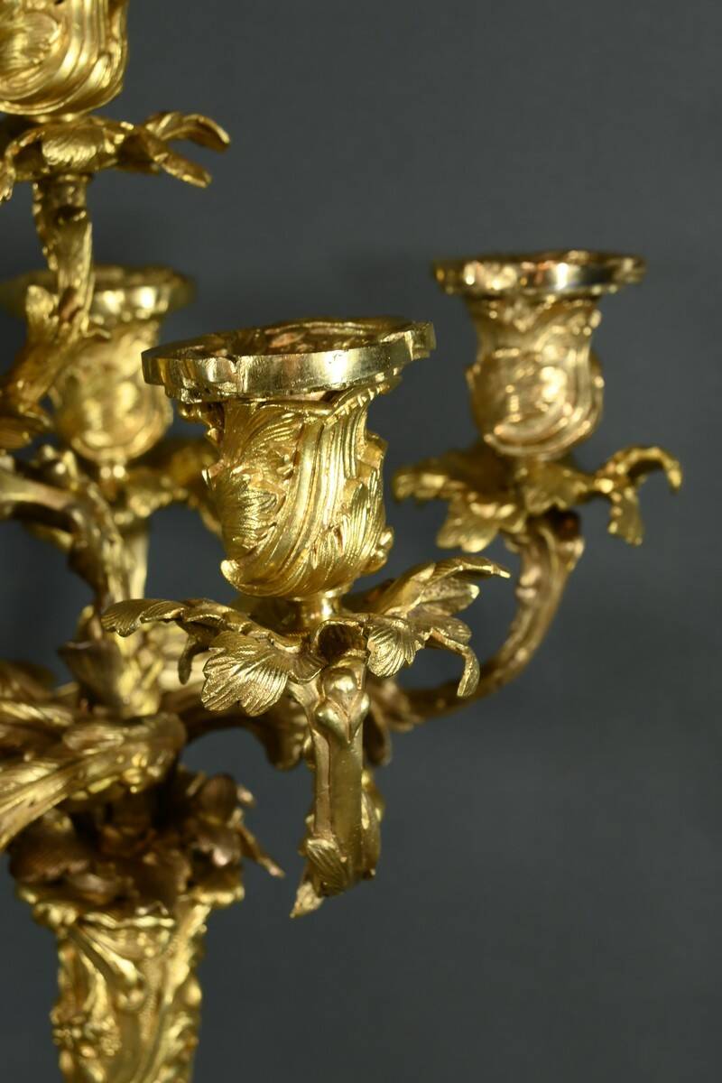 Bronze Candelabra, after J-A. Meissonnier, Rococo style, Napoleonic era