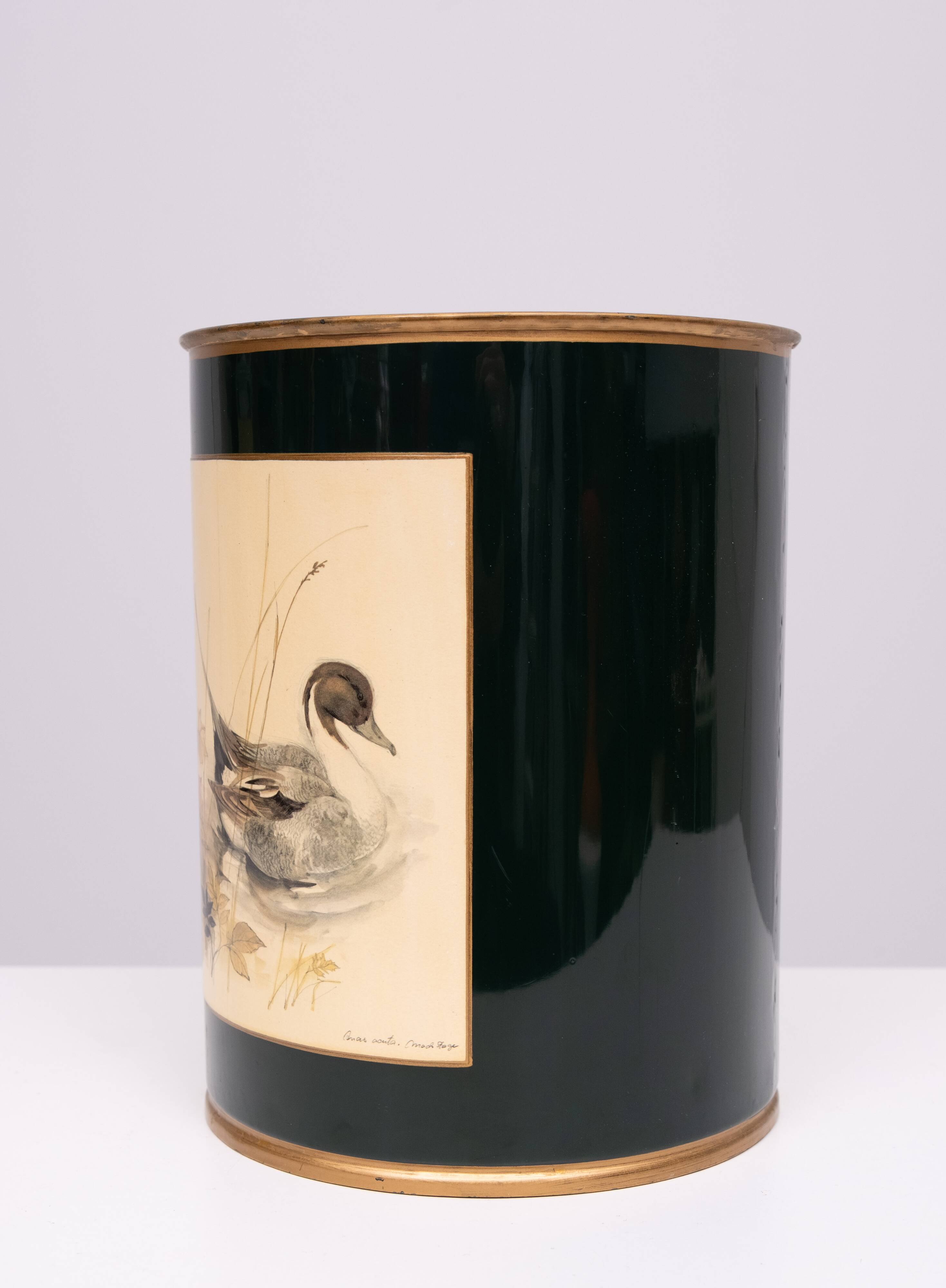 English Metal Waste Basked Bird lithograph 1960s