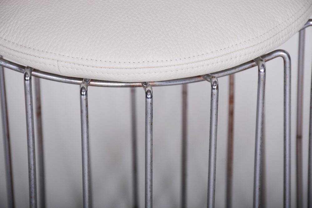 Mid-Century Round Stool in Chrome & Leather, Germany, 1960s