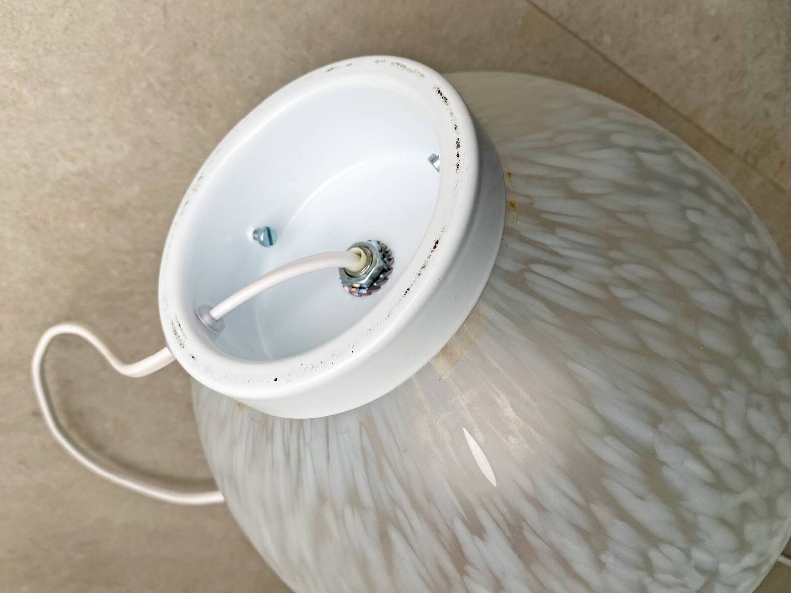 Large vintage glass egg table lamp - Domec