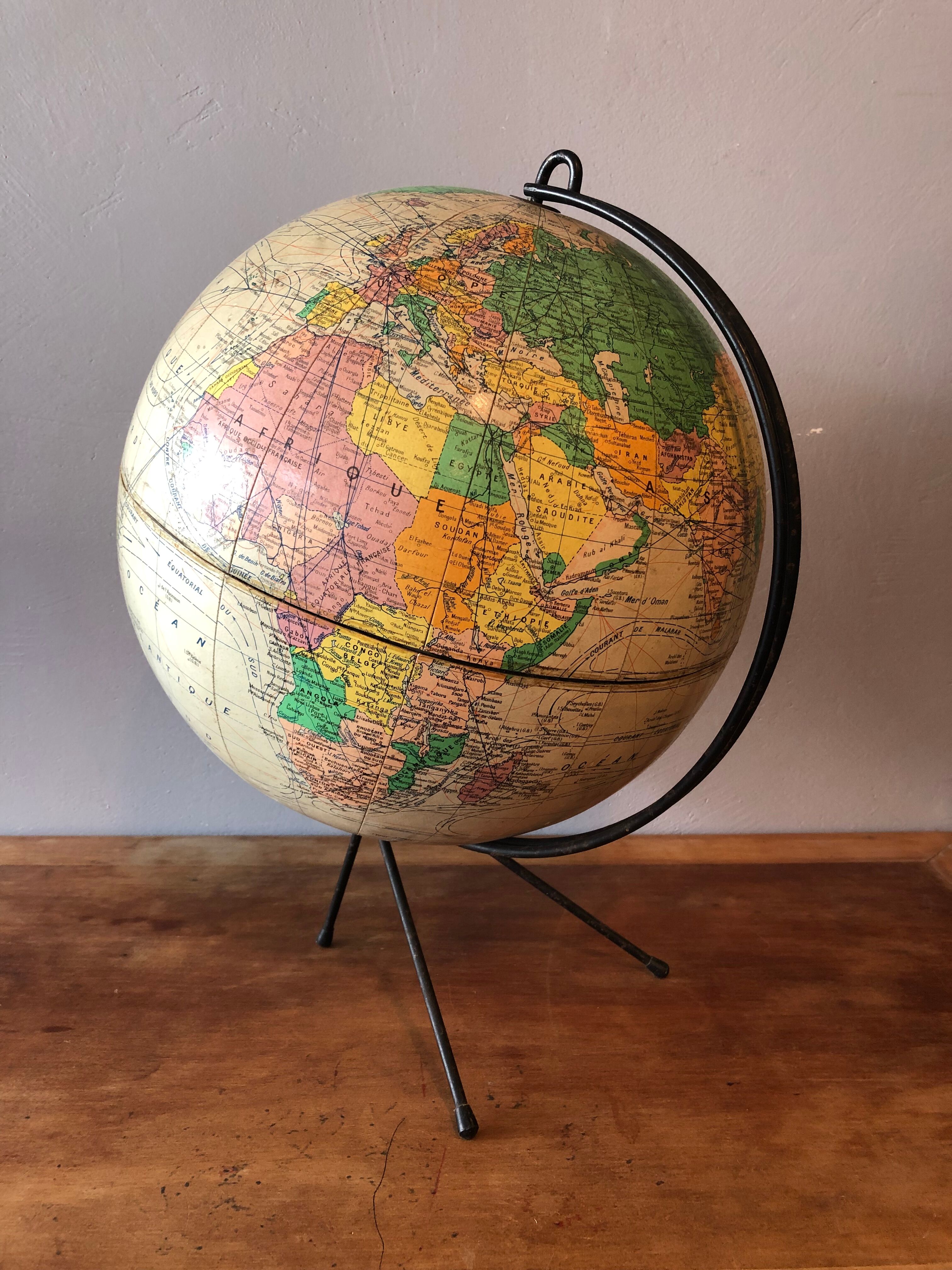 Globe, vintage world map