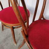 Set of 6 Vintage Bentwood Dining Chairs Set: 1970s , Red Uphols