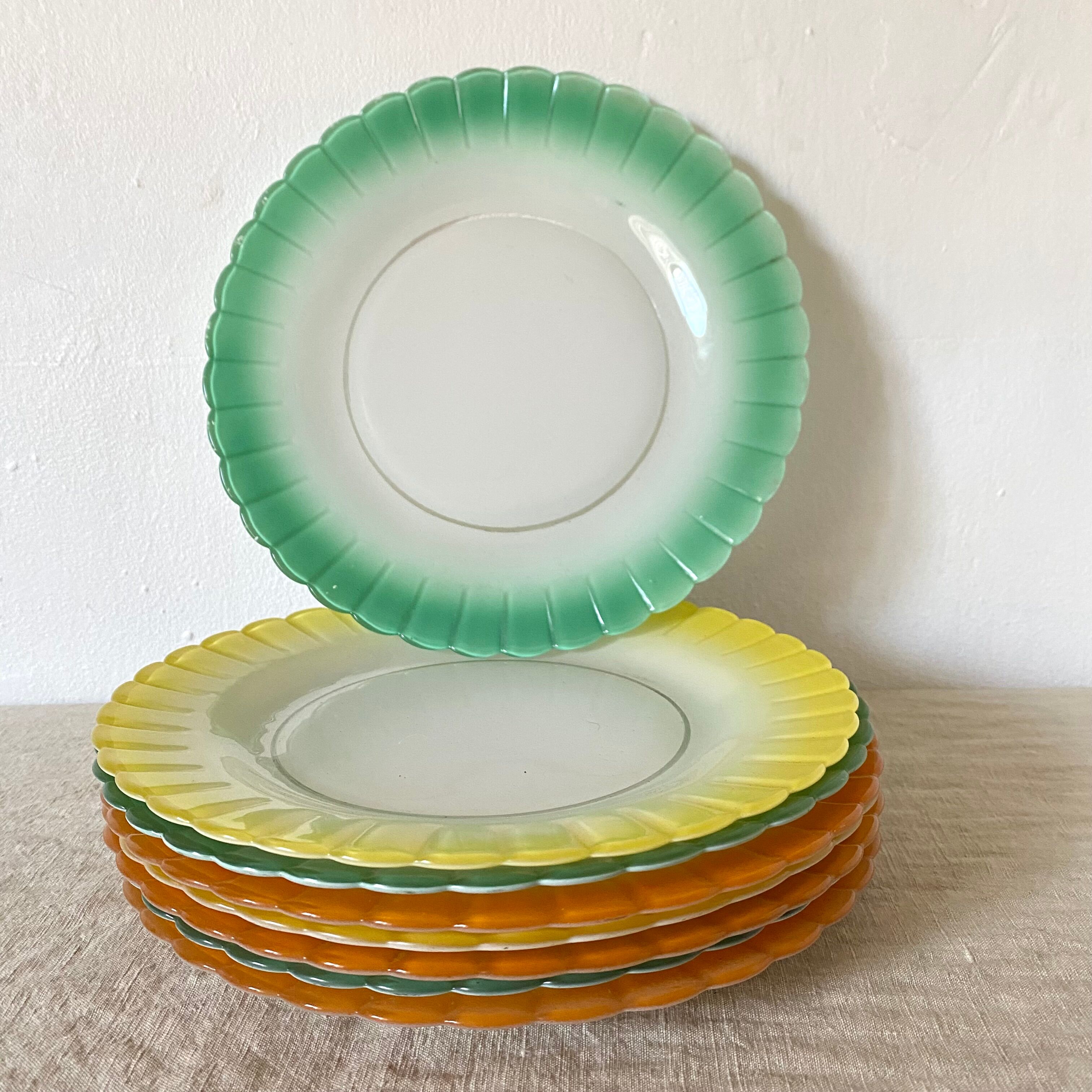 Colorful vintage Duralex plates